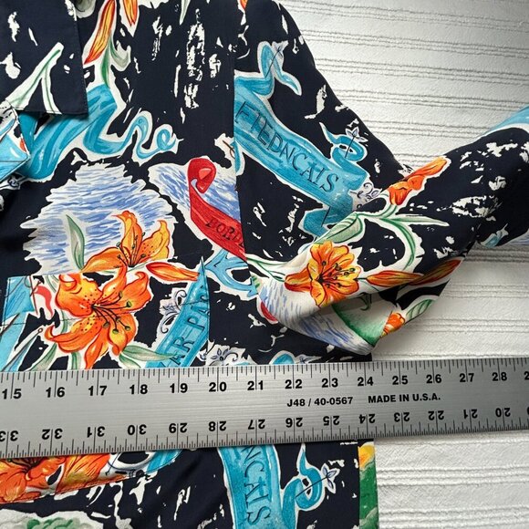 August Max Woman Floral Bazar Parisien Silk Shirt Top 16W Multicolor Long Sleeve - Picture 6 of 8